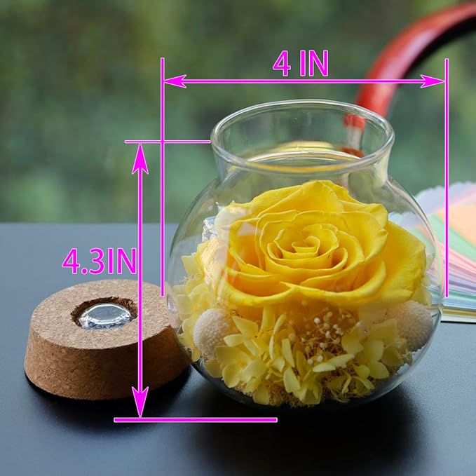 Preserved Real Roses with Colorful Mood Light Wishing Bottle, Eternal - Image 2
