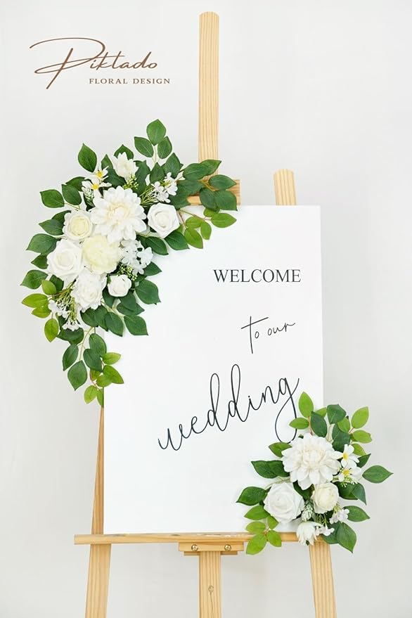 Wedding decor Welcome Sign Flower Backdrop Garland - Image 2