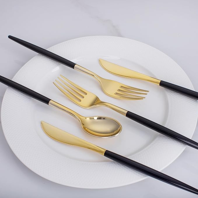 I00000 60 Pack Gold Silverware Set - Image 5