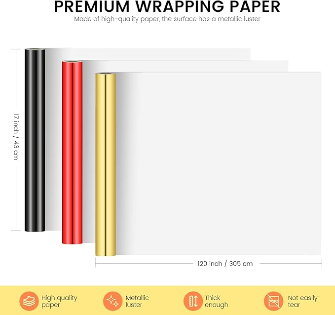KMER LIFE Metallic Wrapping Paper Rolls - Image 2