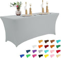 IVAPUPU 8FT Table Cloth for Rectangular Fitted Events Stretch Grey Table Covers by IVAPUPU