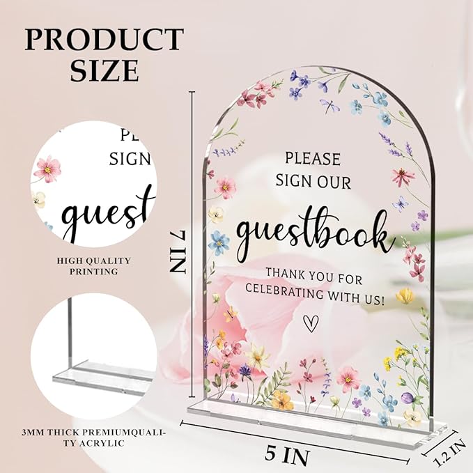 Wedding Sign Decor, Photo Guest Book Sign, 5x7 Inch Arch Acrylic, Wedding Sign - Image 2