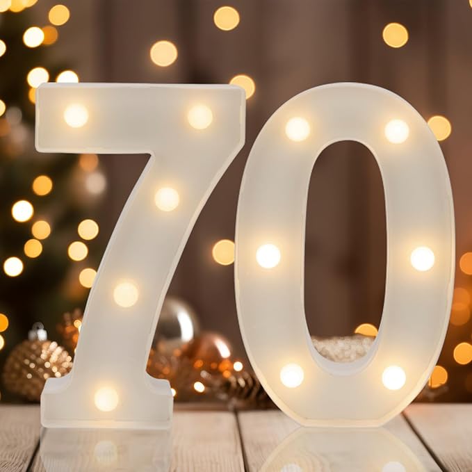 Decorative Led Light Up Numbers, 70th Birthday Decorations, Warm White Led by Weareyourgoodpartners