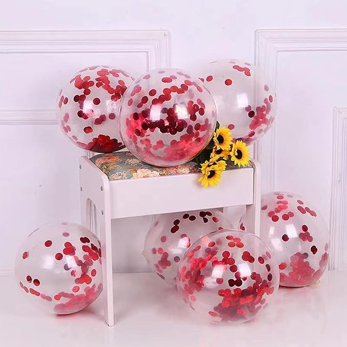 Red Round Foil Confetti Beautiful Metallic Table Confetti Glitter - Image 5