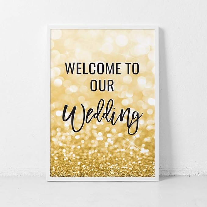Andaz Press Extra Large Wedding Easel Board Party Sign, 12x18-inch, Glitzy Faux - Image 4