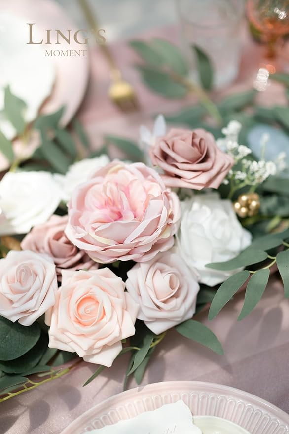 Ling's Moment Flower Garland - 6FT Eucalyptus & Rose - Pink Sweetheart Table - Image 4