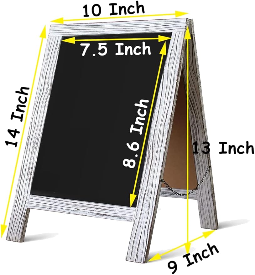 Rustic Whitewash Double Sided Chalkboard, 7.5"*8.6" Tabletop Stand, Small - Image 2