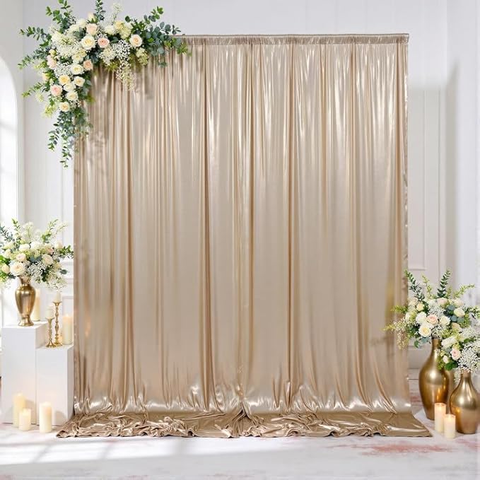 gogoparti 10x10FT Champagne Gold Sequin Backdrop Curtain by Gogoparti