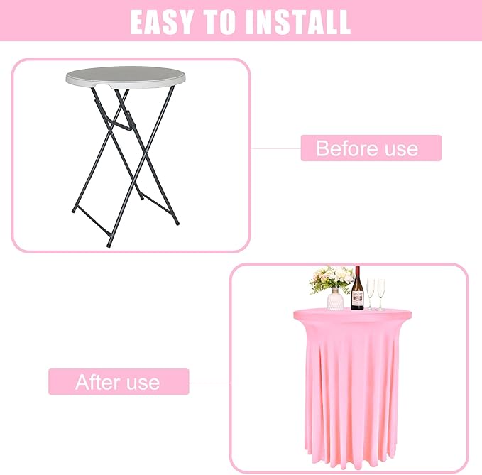 6 Pack Round Cocktail Tablecloth 32"x 43" Spandex Cocktail Table Skirt - Image 5