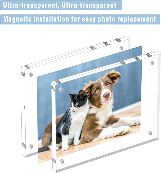 HELPLEX 5 Pack 5x5 Acrylic Picture Frames, 20mm Thicker Frameless Clear Frame - Image 3
