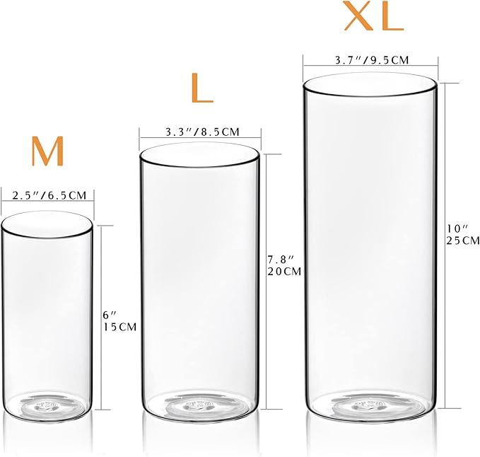 Cylinder Flower Vases 12PCS 10" 7.8" 6" Hurricane Candle Holders Pillar Votives - Image 7