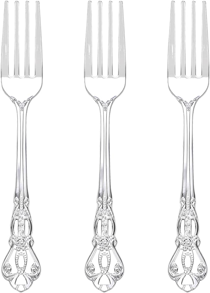 75PCS Silver Plastic Forks by Joyido