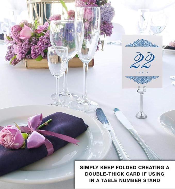 Paisley Wedding Table Numbers, Royal Blue, Double Sided, Tent or Use in a Stand - Image 3