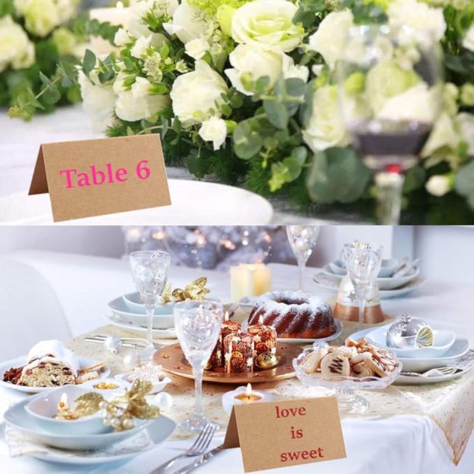 20Pcs Rustic Wood Table Numbers Holder and 30Pcs Kraft Table Place Cards Wood - Image 5