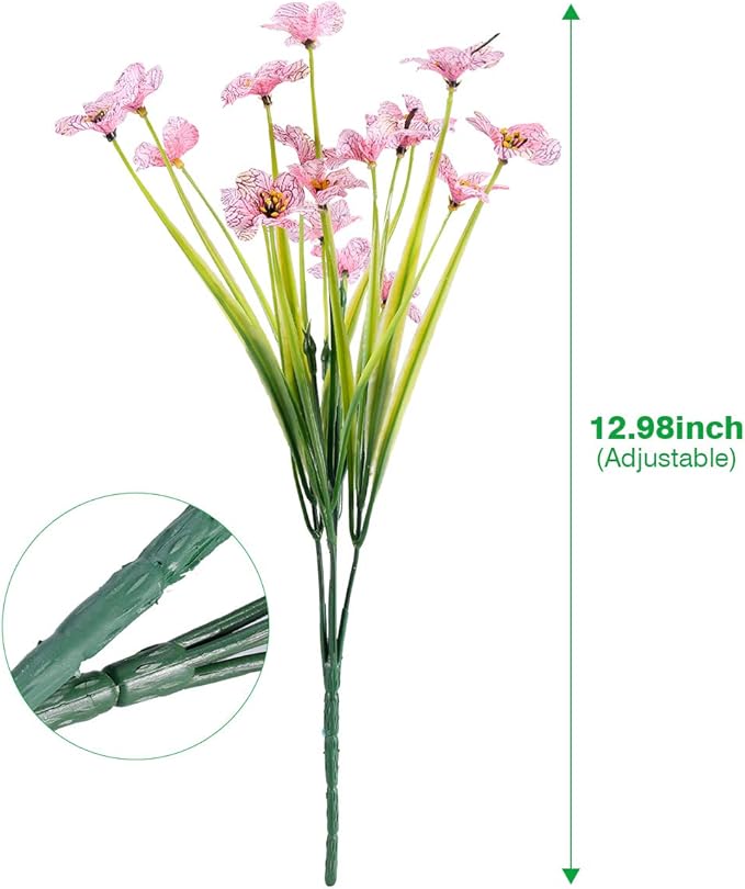 12 Bundles Artificial Flowers Outdoor UV Resistant Fake Flowers No Fade Faux - Image 8