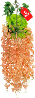 5 Pack Orange Wisteria Hanging Flowers, 3.44 Ft Fake Hanging Flowers, by ZEBMOON