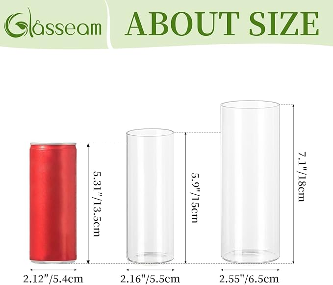 Glasseam Glass Cylinder Vase in Bulk: 12pcs Clear Small Bud Flower Vases - Image 2