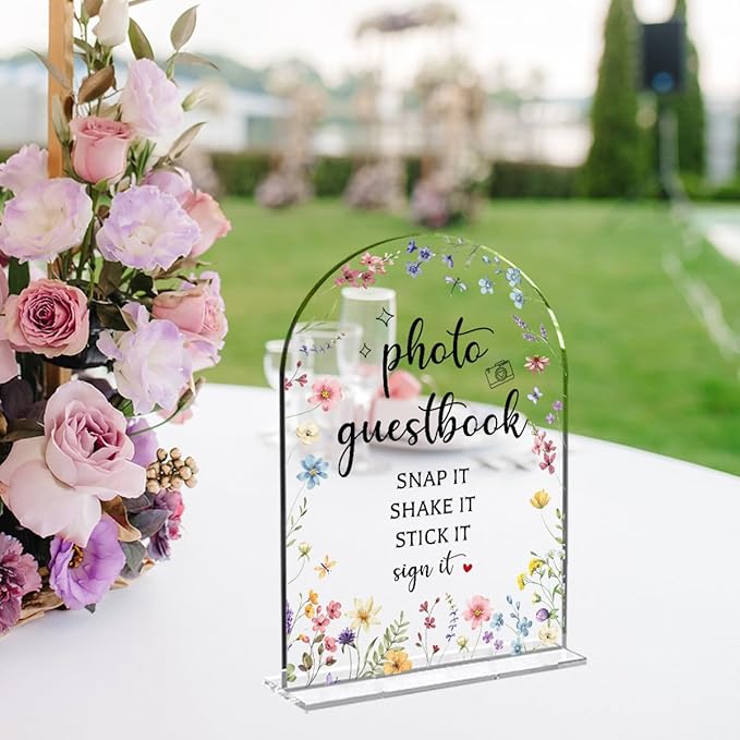 Wedding Sign Decor, Photo Guest Book Sign, 5x7 Inch Arch Acrylic, Wedding Sign - Image 3