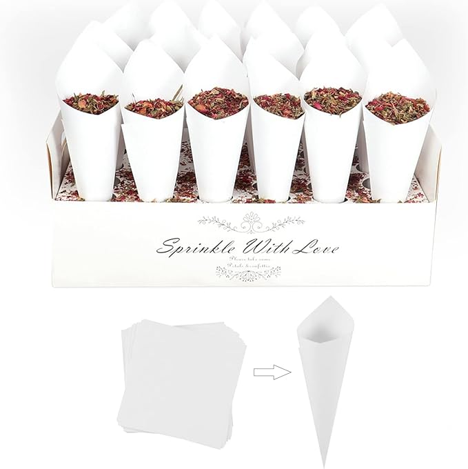 30 Pieces biodegradable confetti Cones and Stand Tray Paper Cone Box 30 Holes by Bekecidi