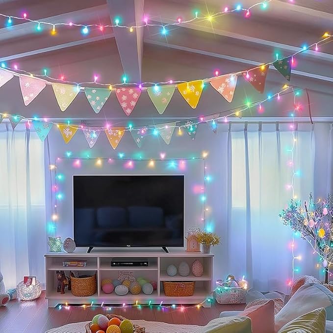 LAMPHOME 100 LED Easter String Lights, 33 FT Colorful Connectable Waterproof - Image 2