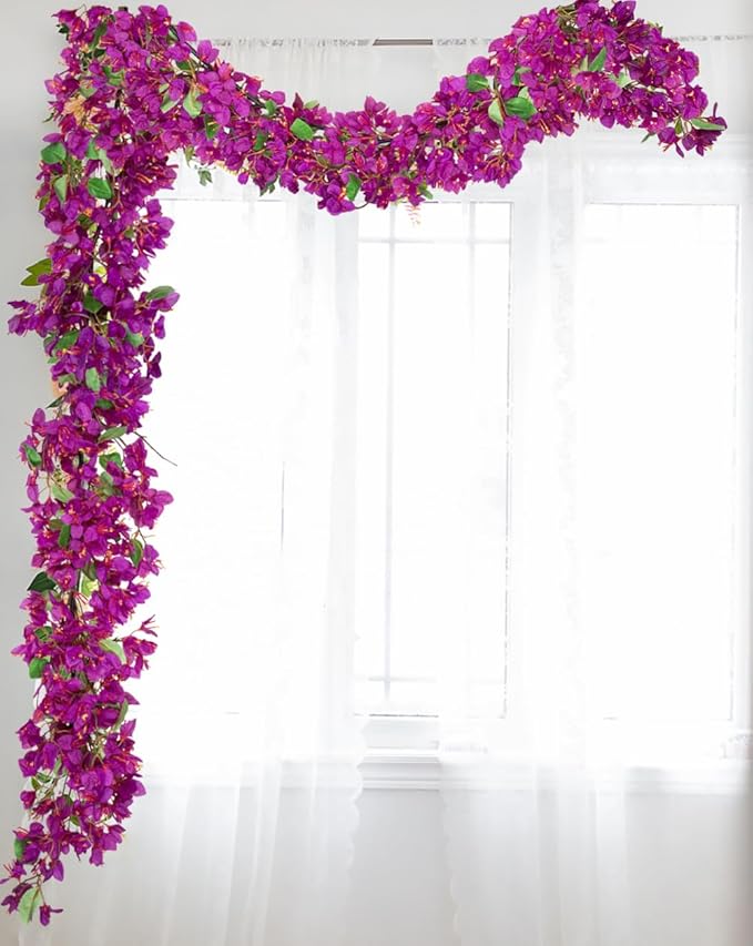 Briful 6ft Purple Bougainvillea Flower Garland – Artificial Silk Floral Vine - Image 5