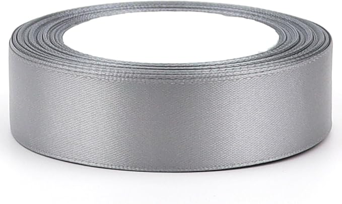 Gray Solid Satin Ribbon 1 Inch 25 Yards Solid Polyester Fabric Ribbon - Image 3