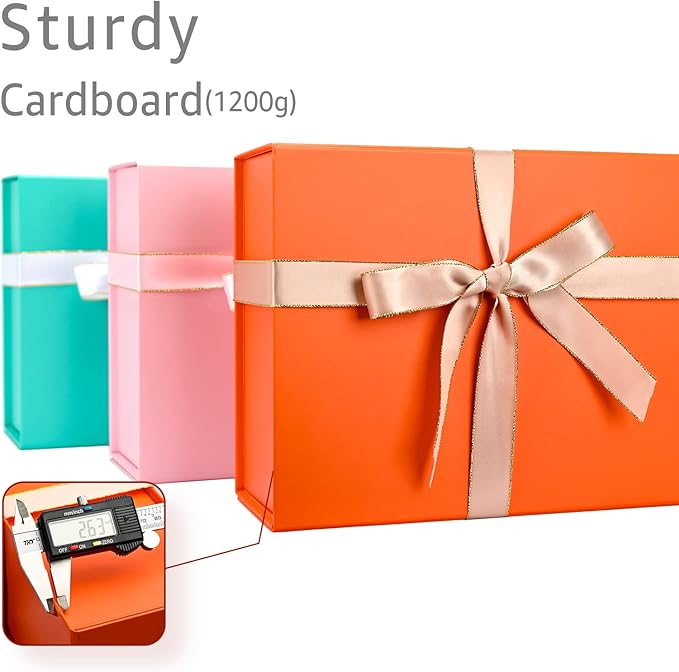 LIFELUM Orange Gift Boxes, 13.85 x 8.35 x 4.45 inch 2 Pack Gift Boxes - Image 4
