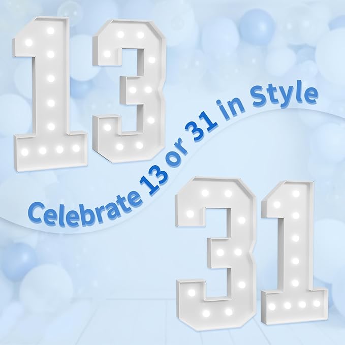 imprsv Marquee Numbers Large 13th-Birthday Decorations: 4ft Light Up Number - Image 6