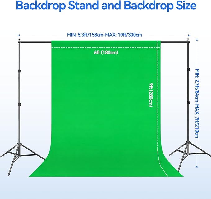 EMART Photo Video Studio 7 x 10ft Green Screen Backdrop Stand Kit, Photography - Image 2