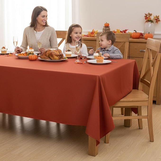 Fitable 8 Pack Rectangle Tablecloths: Stain Resistant Wrinkle Free Fall Table - Image 2
