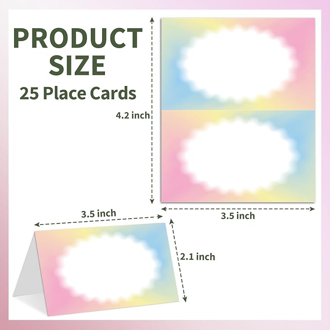 25 Color Gradient Place Cards for Table Seating, Colorful Wedding Name Place - Image 2