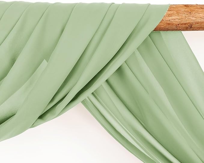 Wedding Arch Draping Fabric 1 Panel 30'' x 18FT Sage Green Sheer Chiffon Arch - Image 3