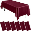 6 Packs Satin Tablecloth 57 x 108 Inch Burgundy Rectangular Table Cloth Silk by Lumaycens