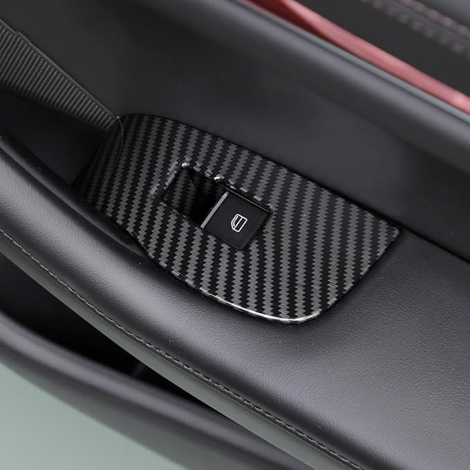 4pcs Carbon Fiber Style Front Rear Doors Window Glass Lift Switch Panel Cover - Image 5