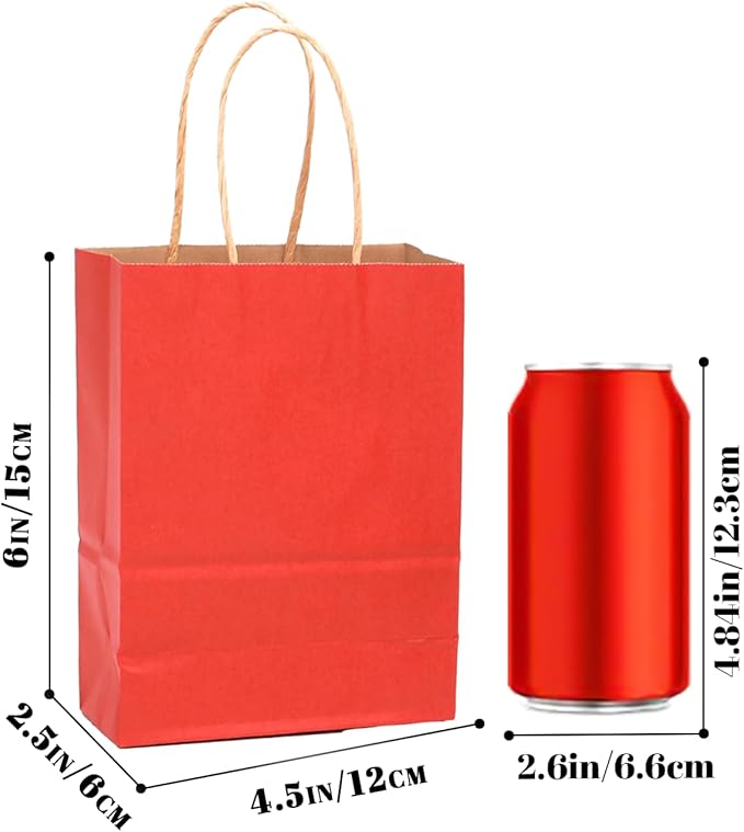 qiqee 24 Pcs Red Mini Paper Gift Bags - Image 4