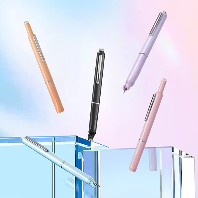 WRITECH Fountain Pen Fine Nib: Black Ink Retractable Pen Set Includes 5 Ink - Image 7