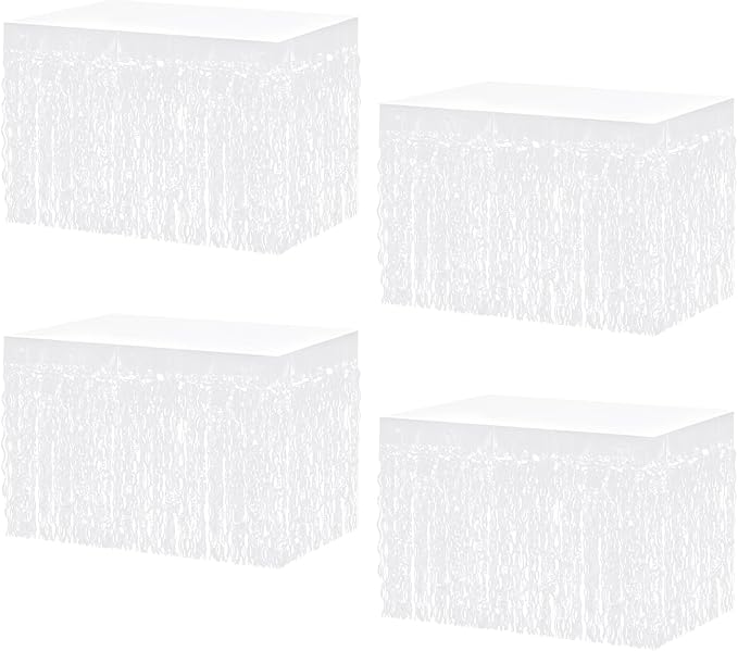4P Wavy Metallic Tinsel Foil Fringe Table Skirts by Unknown
