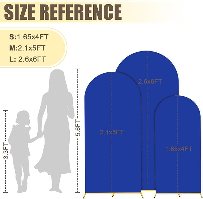 MODFUNS Arch Backdrop Stand and Cover Set 4&5&6ft Gold Arch Stand Royal Blue - Image 4