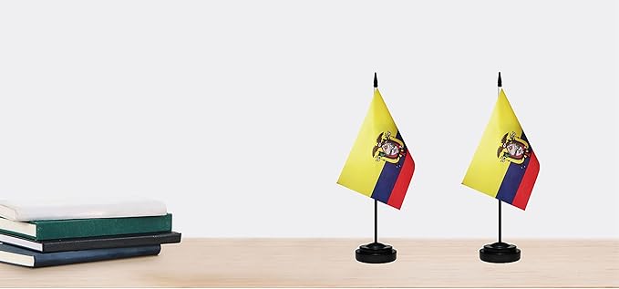 Ecuador Ecuadorian Deluxe Desk Flag Set Small Mini Miniature Ecuador Ecuadorian - Image 6