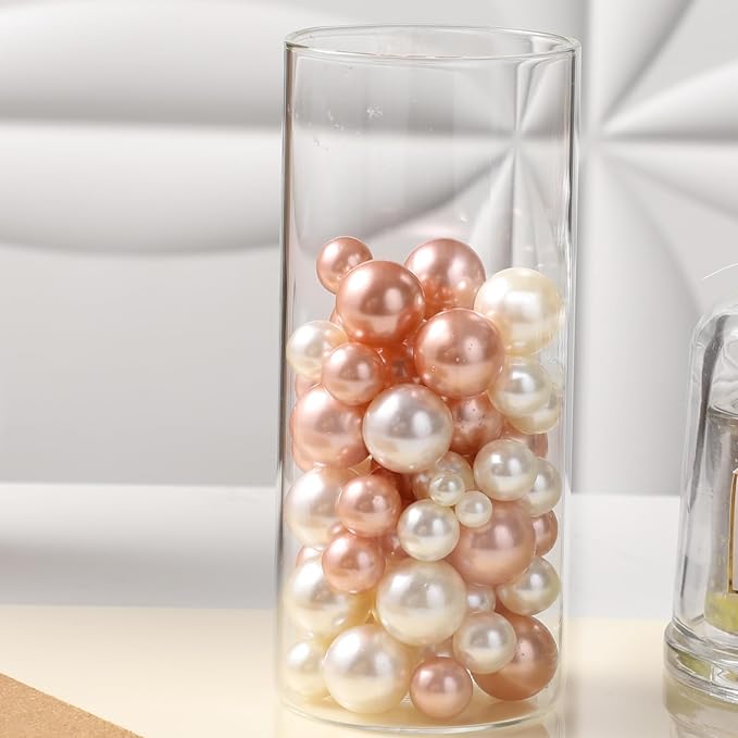 200 Pcs Vase Filler Beads White and Rosegold Pearl Beads - Image 8