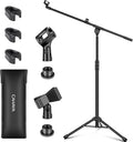 CAHAYA Dual-use Tripod Microphone Stand Boom Arm Floor Mic Stand Portable by CAHAYA