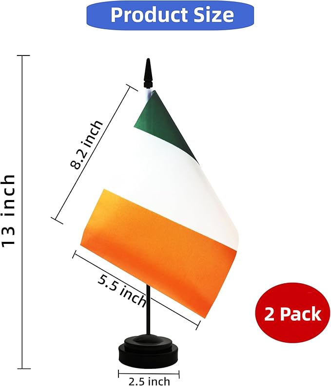 2 Pack Ireland Desk Flag, Irish Table Office Flag - Image 2