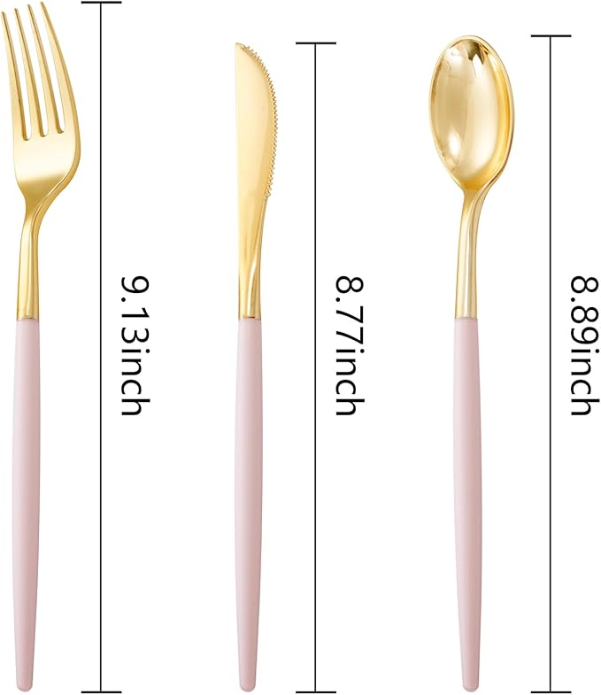 I00000 60 Pack Pink Plastic Silverware, 20 Knives and 20 Spoons, Tableware Set - Image 6