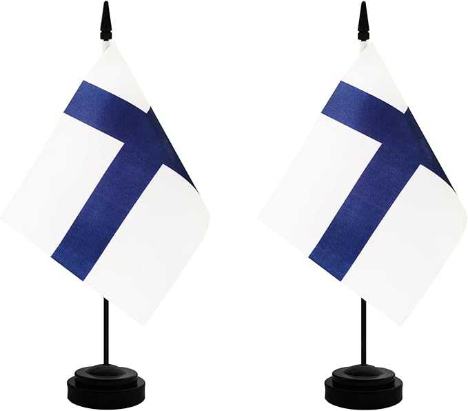 2 Pack Finland Desk Flag, Finnish Table Office Flag by Unknown