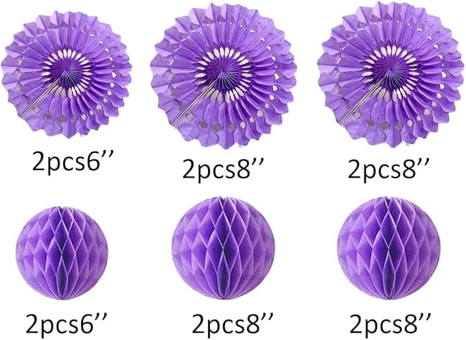 12pcs 6’’ 8’’ Honeycomb Balls Tissue Paper Fans Party Honeycomb Ball Fans Wall - Image 2