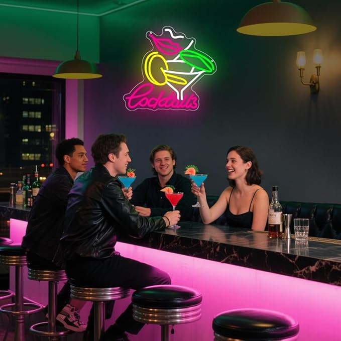 Cocktails Neon Sign, Cocktail Bar LED Neon Light - Image 2