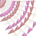 20M/65FT Rose-Gold Pink Triangle Pennant Banner Flag Metallic Fabric Bunting by raqieden