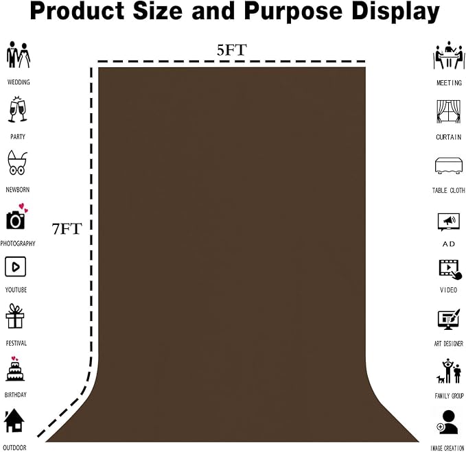 5x7FT Brown Screen Backdrops for Photography, High Density, Wrinkle Resistant - Image 3