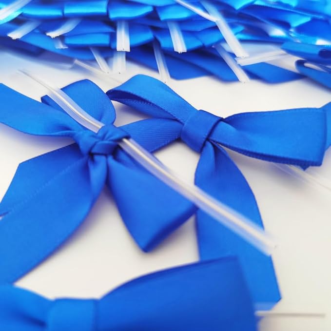 50pcs 2-1/2 Inch Blue Satin Ribbon Bows - Image 9