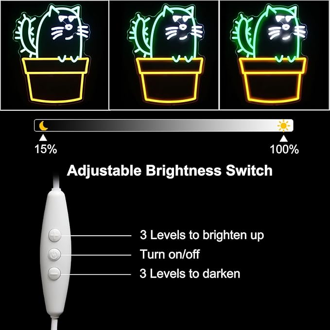 Cactus Cat Neon Sign Funny Animal LED Signs - Image 5